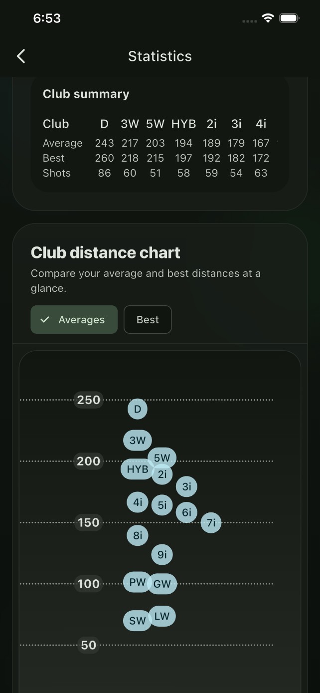 Screenshot showing the scorecard view
