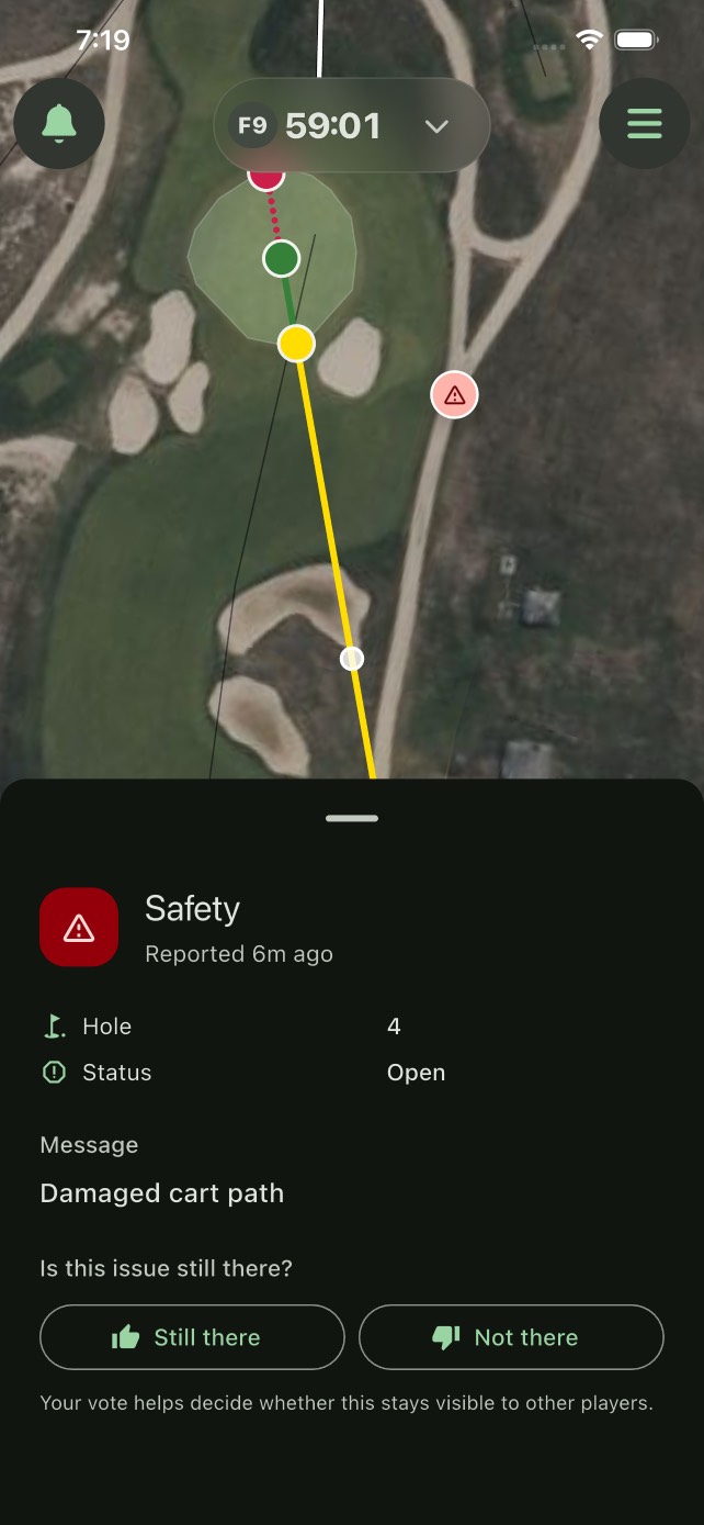 Screenshot showing the round review map